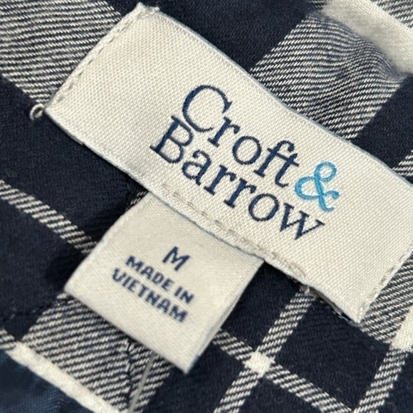 NWT CROFT & BARROW BLUE & WHITE PLAID FULL ZIP LINED DRAWSTRING VEST, SIZE M - Picture 7 of 8